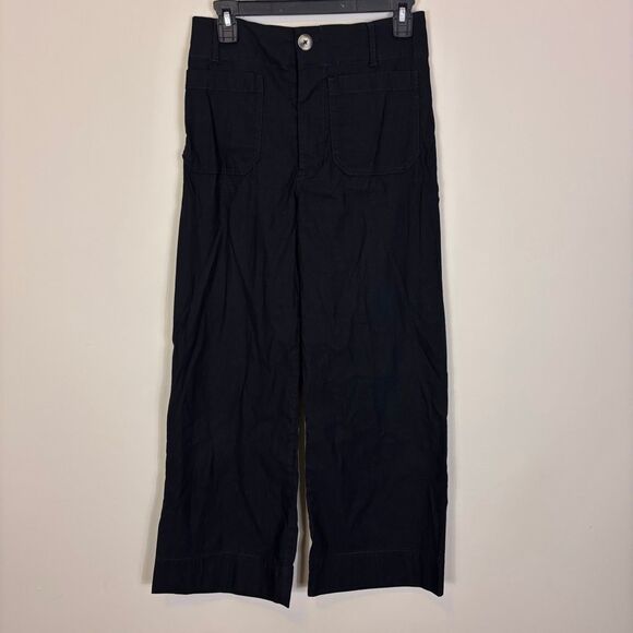Maeve by Anthropologie The Colette Black High Rise Wide Leg Cropped Pants 27 - Picture 1 of 8